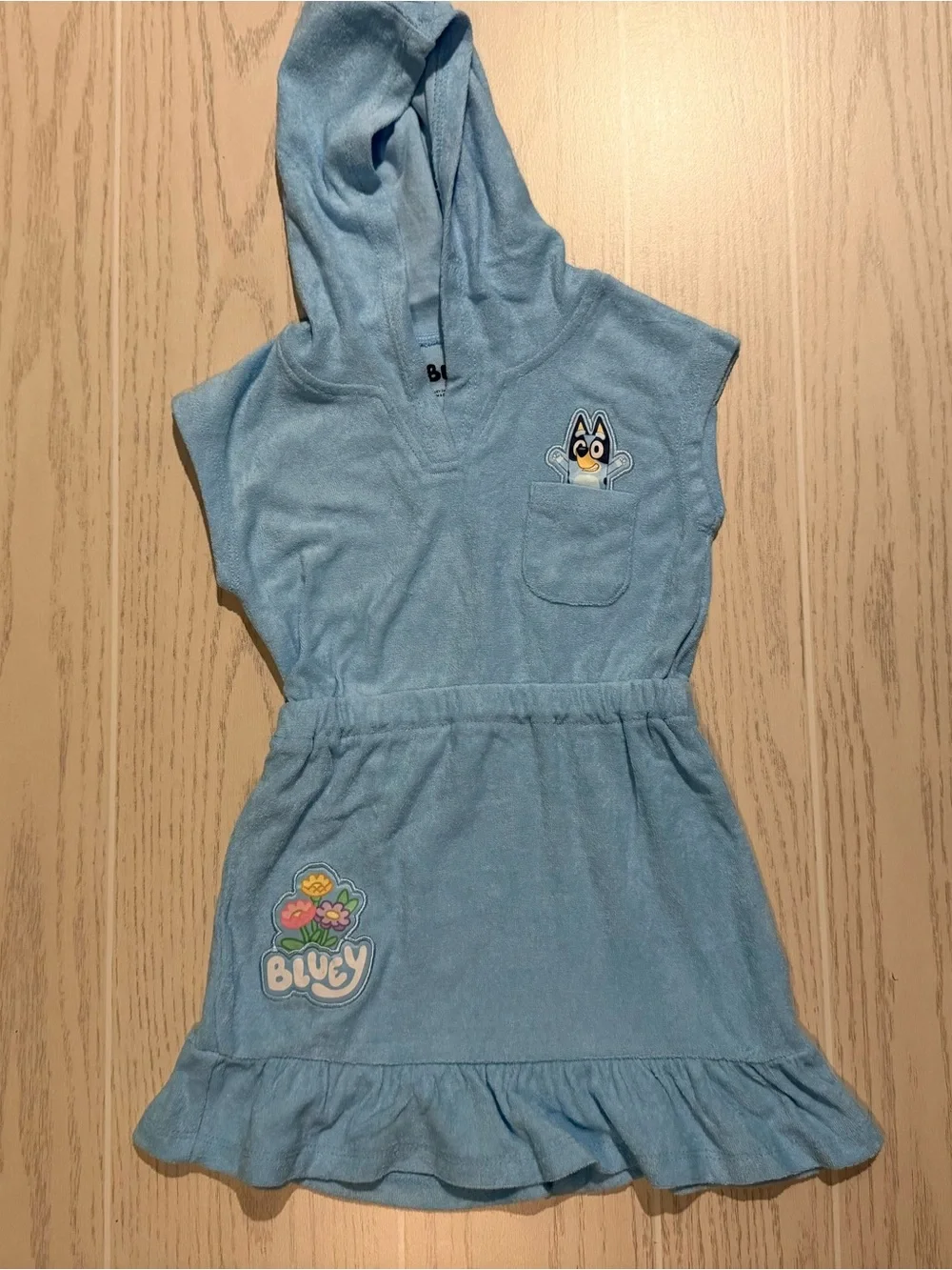 Bluey Toddler Girls 3T Floral Swimsuit Hooded Cover Up 2 Piece Swim Set NWT